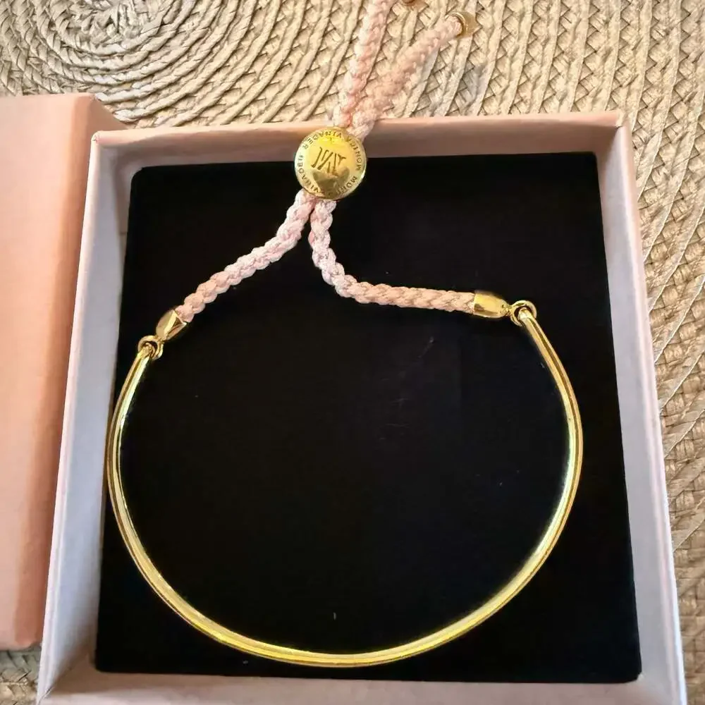 Monica Vinader Fiji Friendship Bracelet in 18ct Gold Vermeil - Ballet Pink